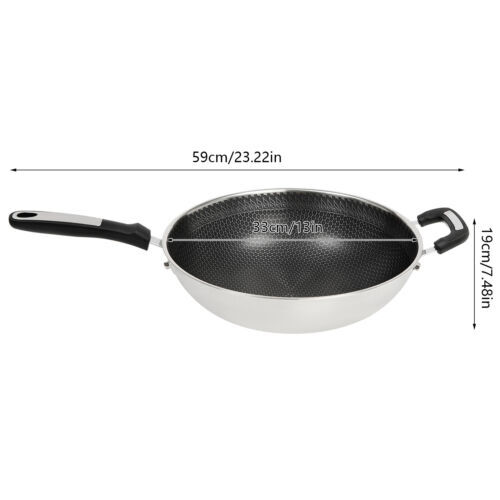 Large Honeycomb Wok Pan with Lid & Stainless Steel Steamer Cooking Pot Nonstick
