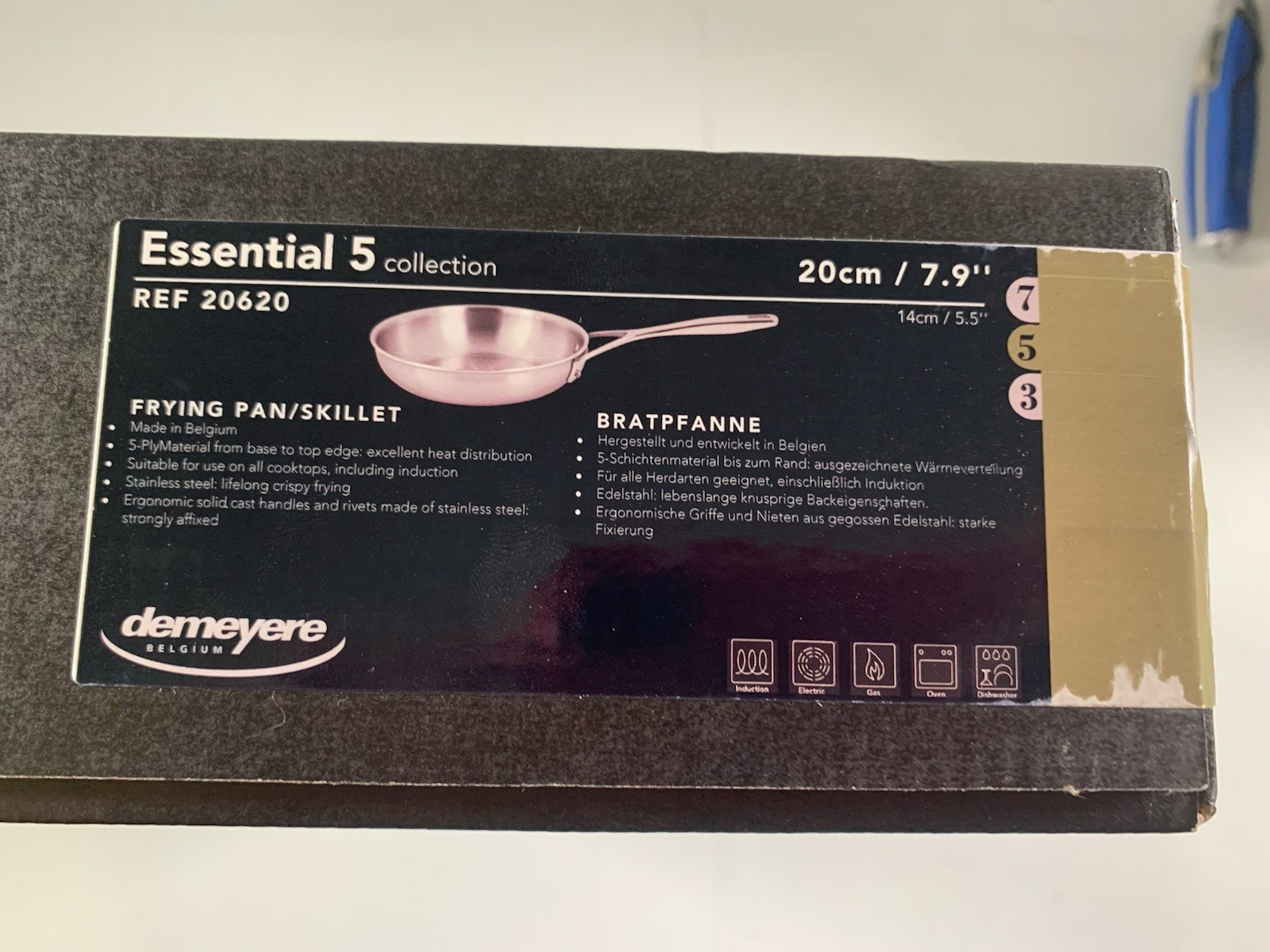 DEMEYERE Essential 5-Ply 8-Inch Stainless Steel Frying Pan Made In Belgium