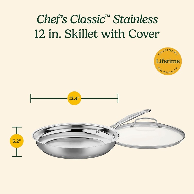 12 Inch Skillet with Glass Cover, Chef’s Classic Collection, 722-30G