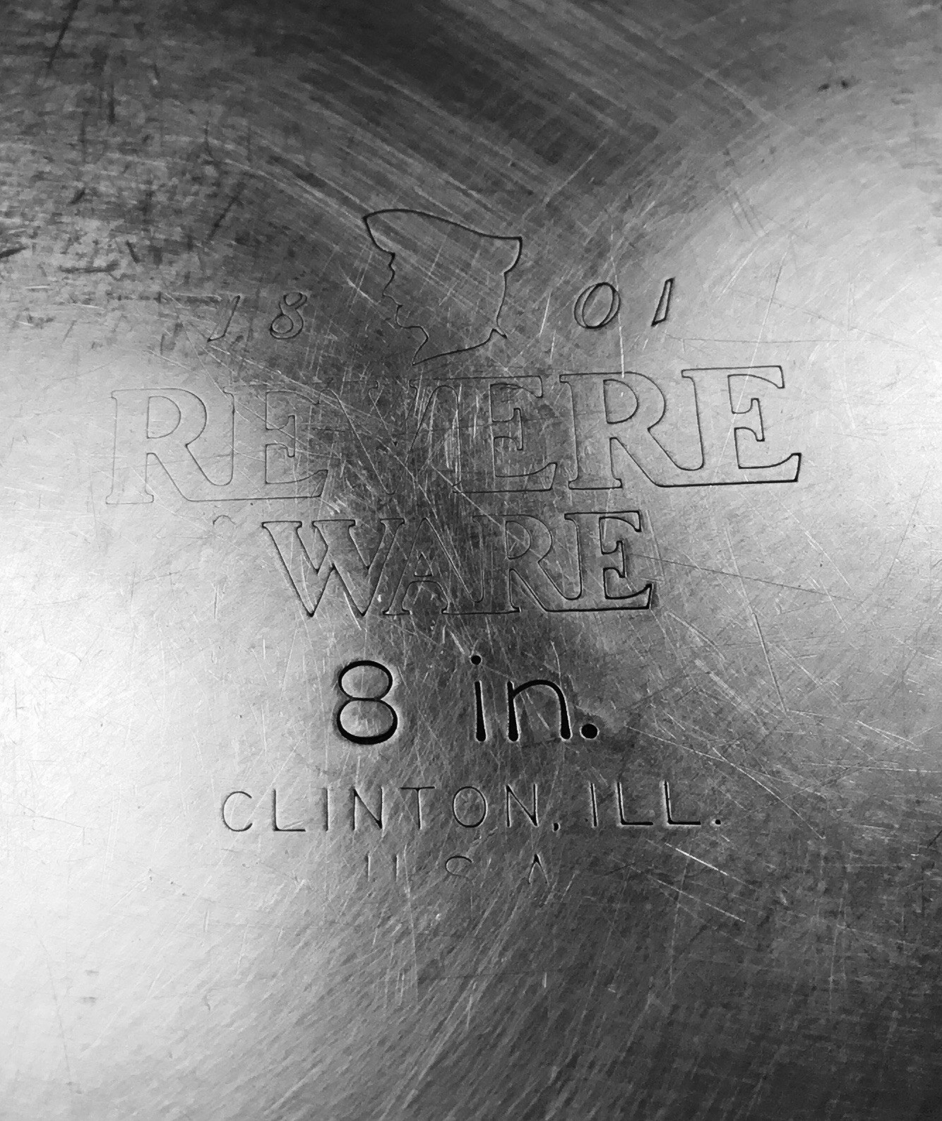 Vtg Revere Ware 8” Skillet Pan Stainless Steel w/Lid~ Clinton, IL