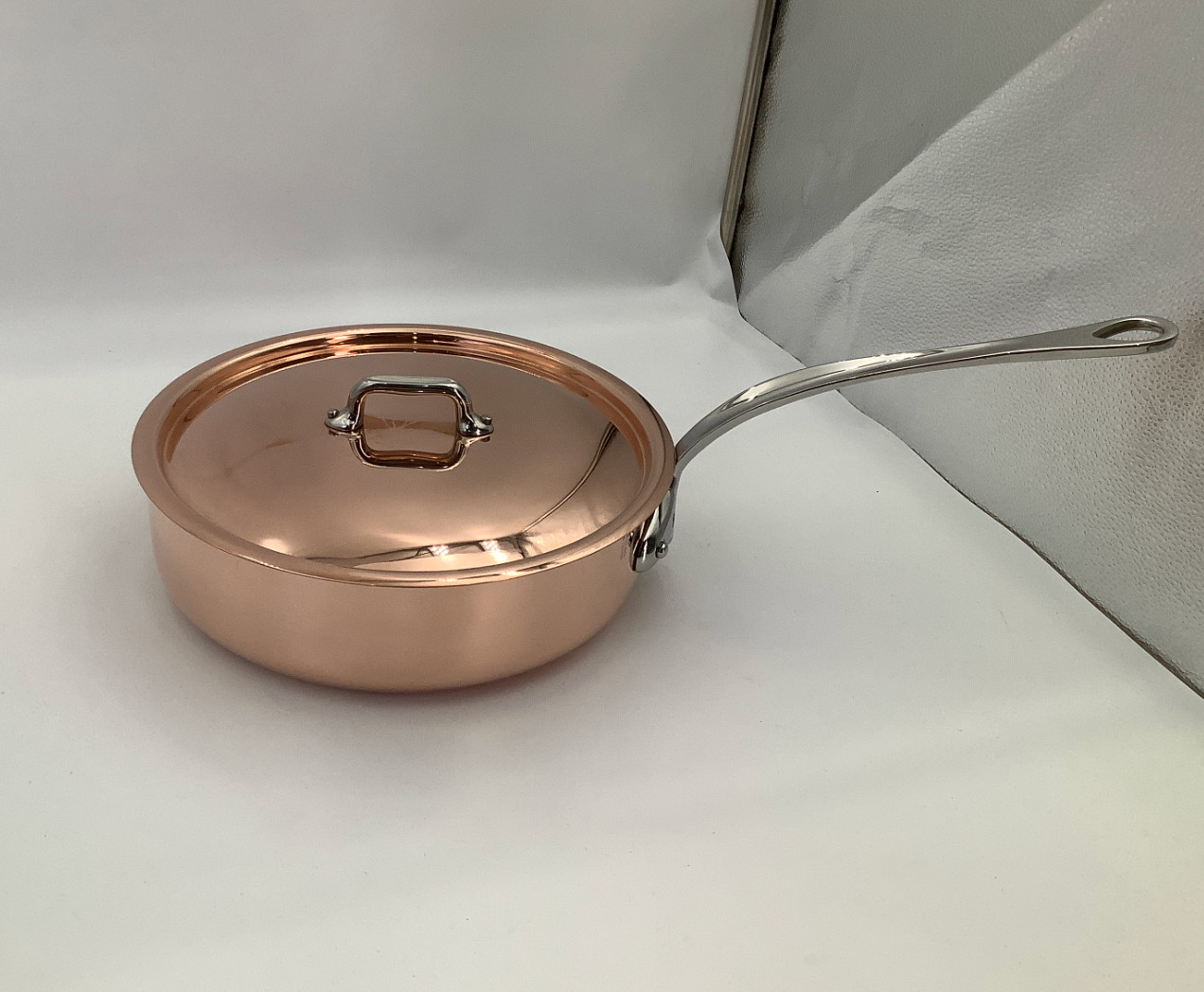 Mauviel M’Heritage 150 S Polished Copper & Stainless Steel Saute Pan, 3.5-qt.