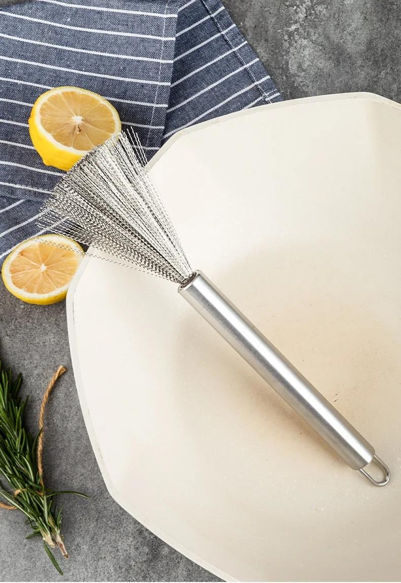 Stainless Steel Kitchen Cleaning Brush Long Handle Pot Scrubber