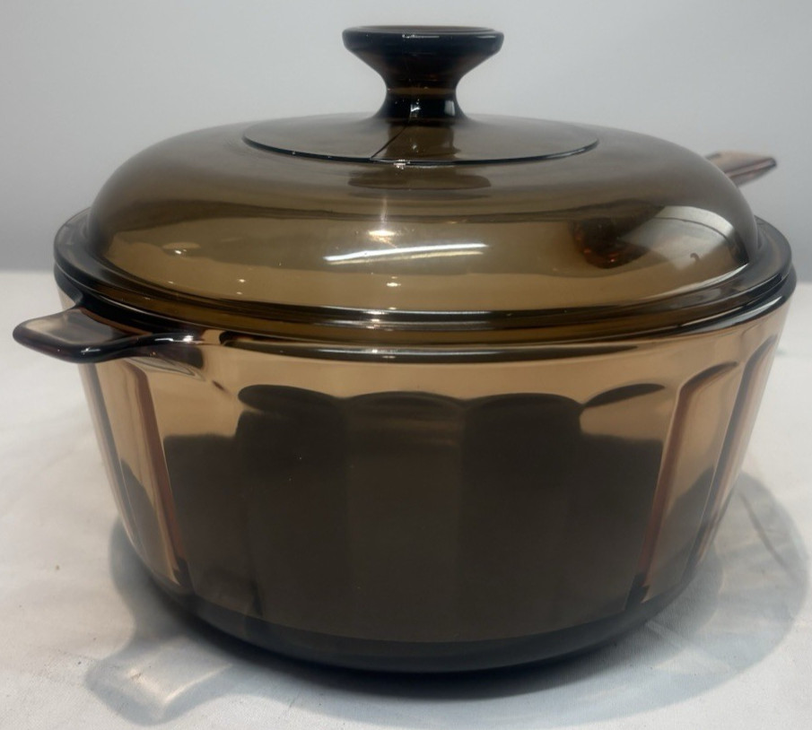 Corning Ware Visions Amber 2.5L Saucepan W Pyrex Lid V- 2.5-C USA
