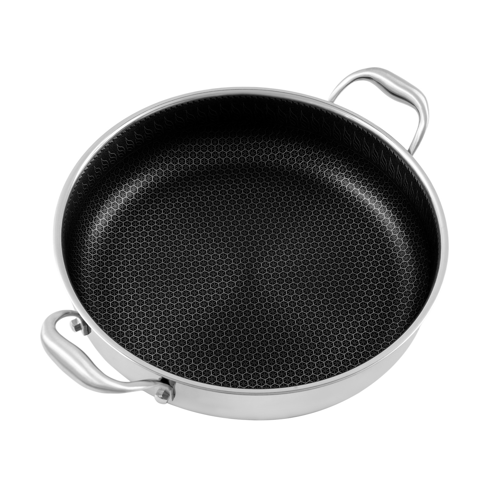 Flat-Bottomed Frying Pan with 2 Handle, Kitchen Round Flat-Bottomed Frying Pan