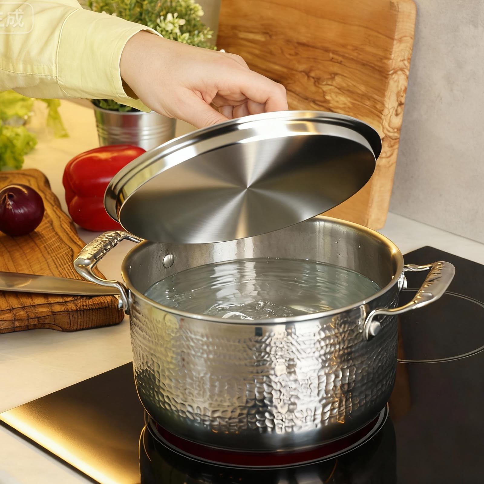 2 Pcs 20-Quart Stock Pot Lids with Handle 12.6” 304 Stainless Steel Lids Kit…