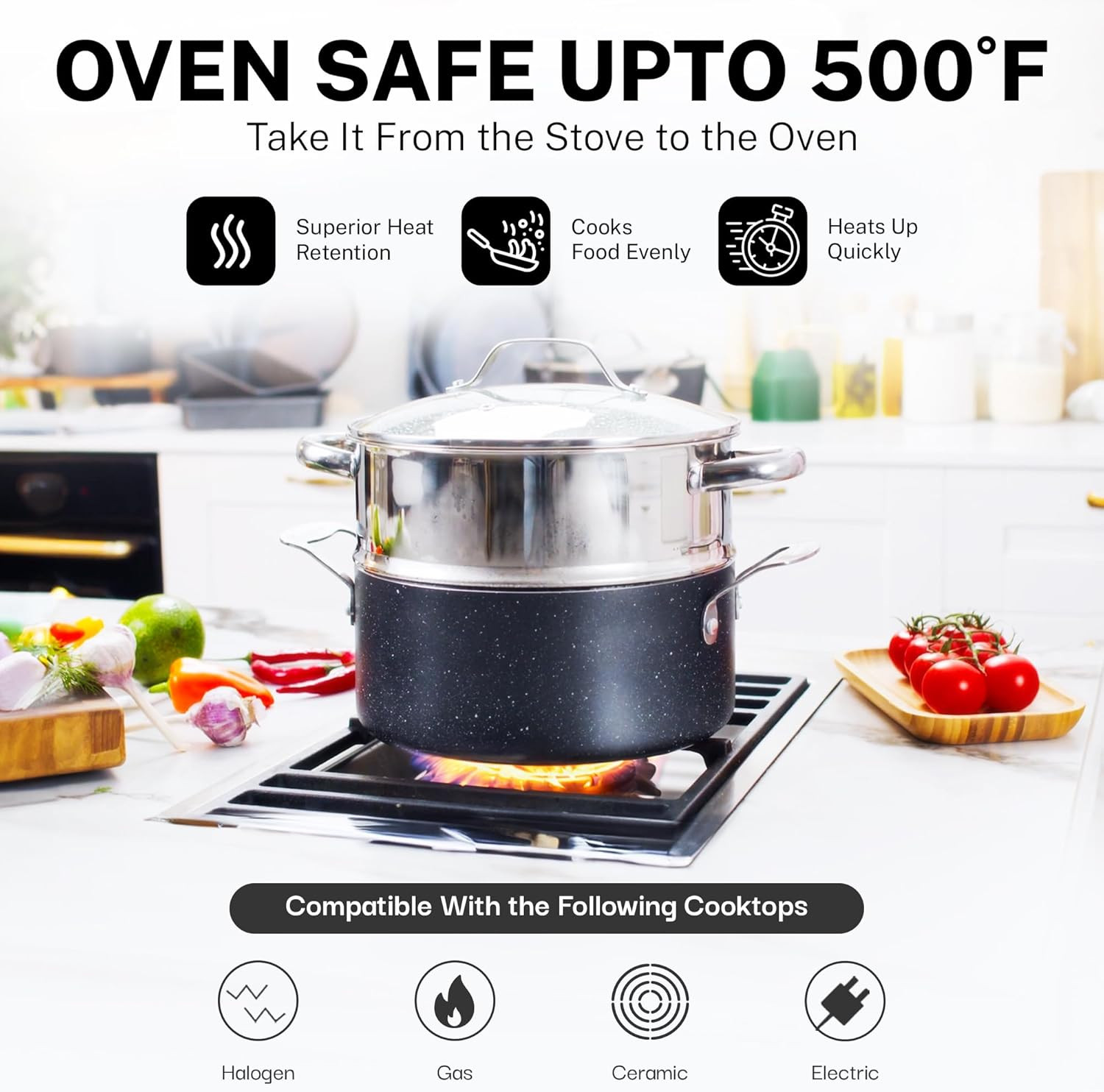 20-Piece Nonstick Cookware Set – Diamond Infused, Oven & Dishwasher Safe