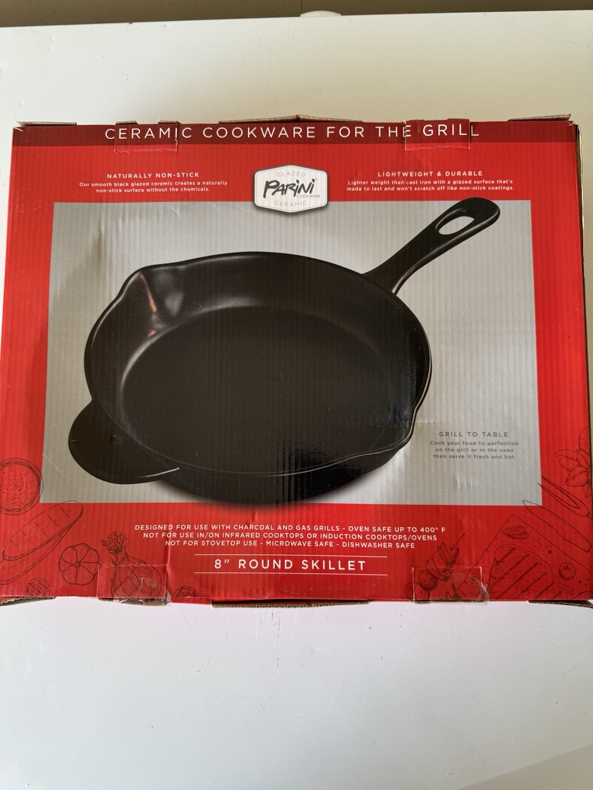 Parini 8” Round Ceramic Non-Stick Skillet Frying Pan, Oven Safe 400°F, Black
