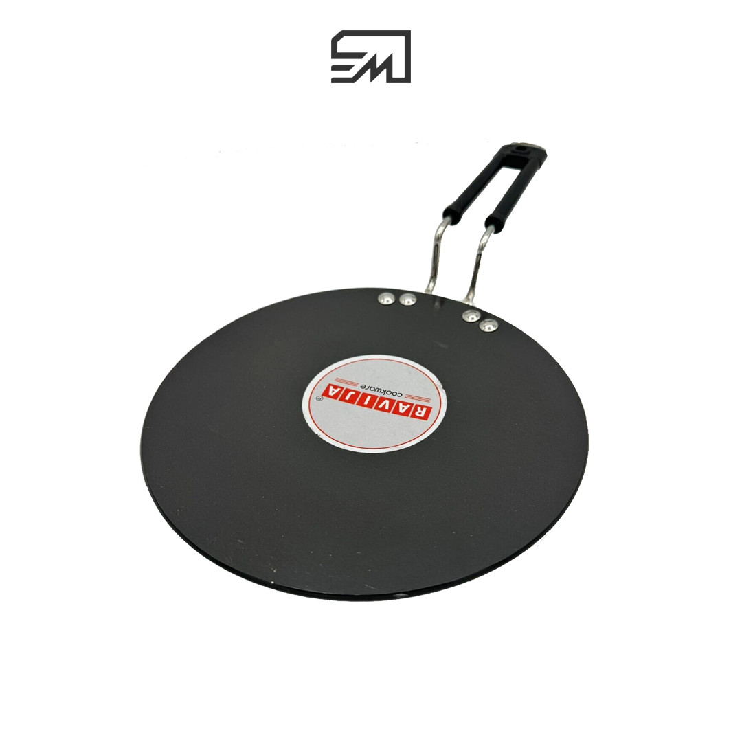 RAVIJA Aluminium Roti Tawa – Concave Hard Anodised Heavy Duty Grip Tava 23cm