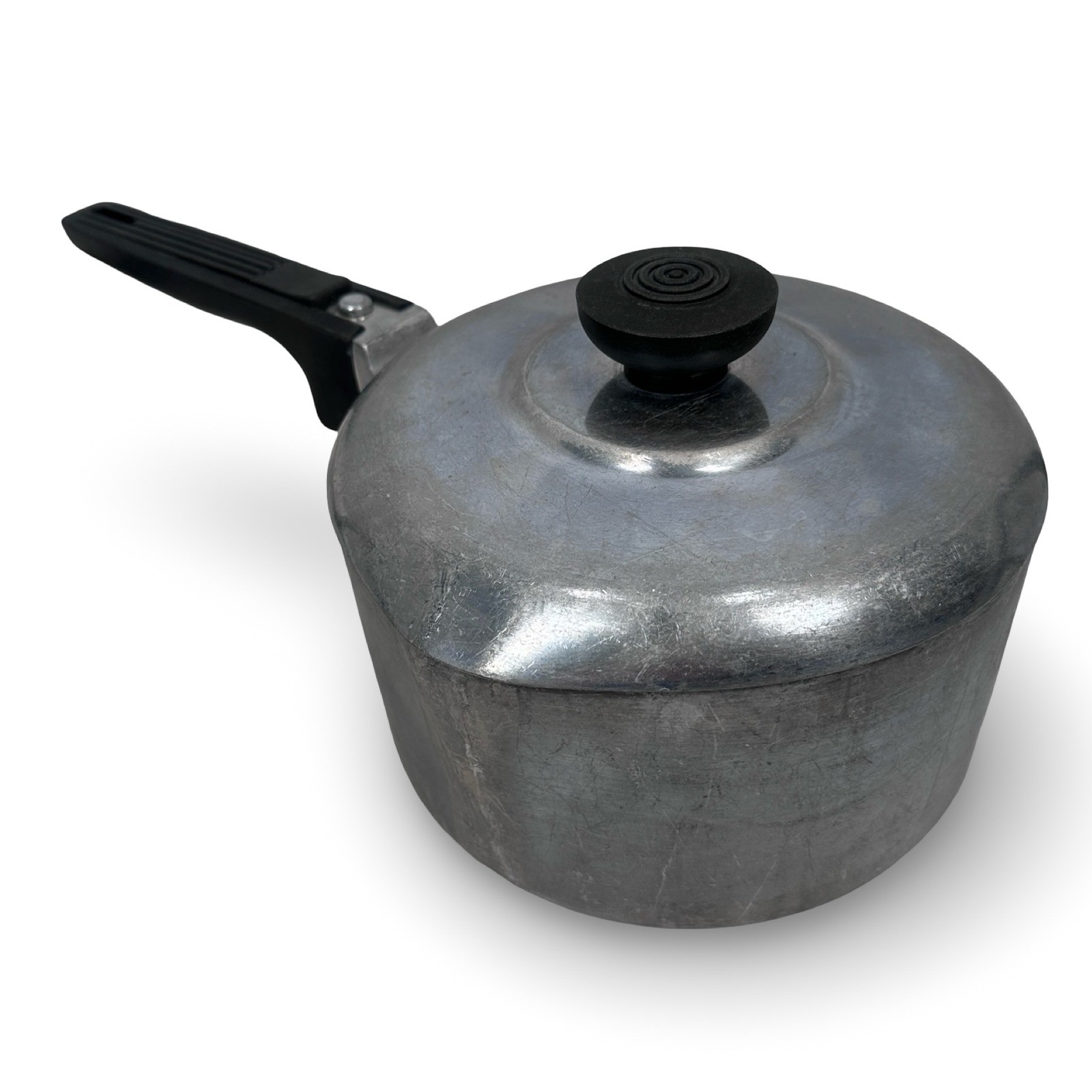 Vintage Cast Aluminum Saucepan with Lid 2 Quart Double Pour Spout MCM Cookware