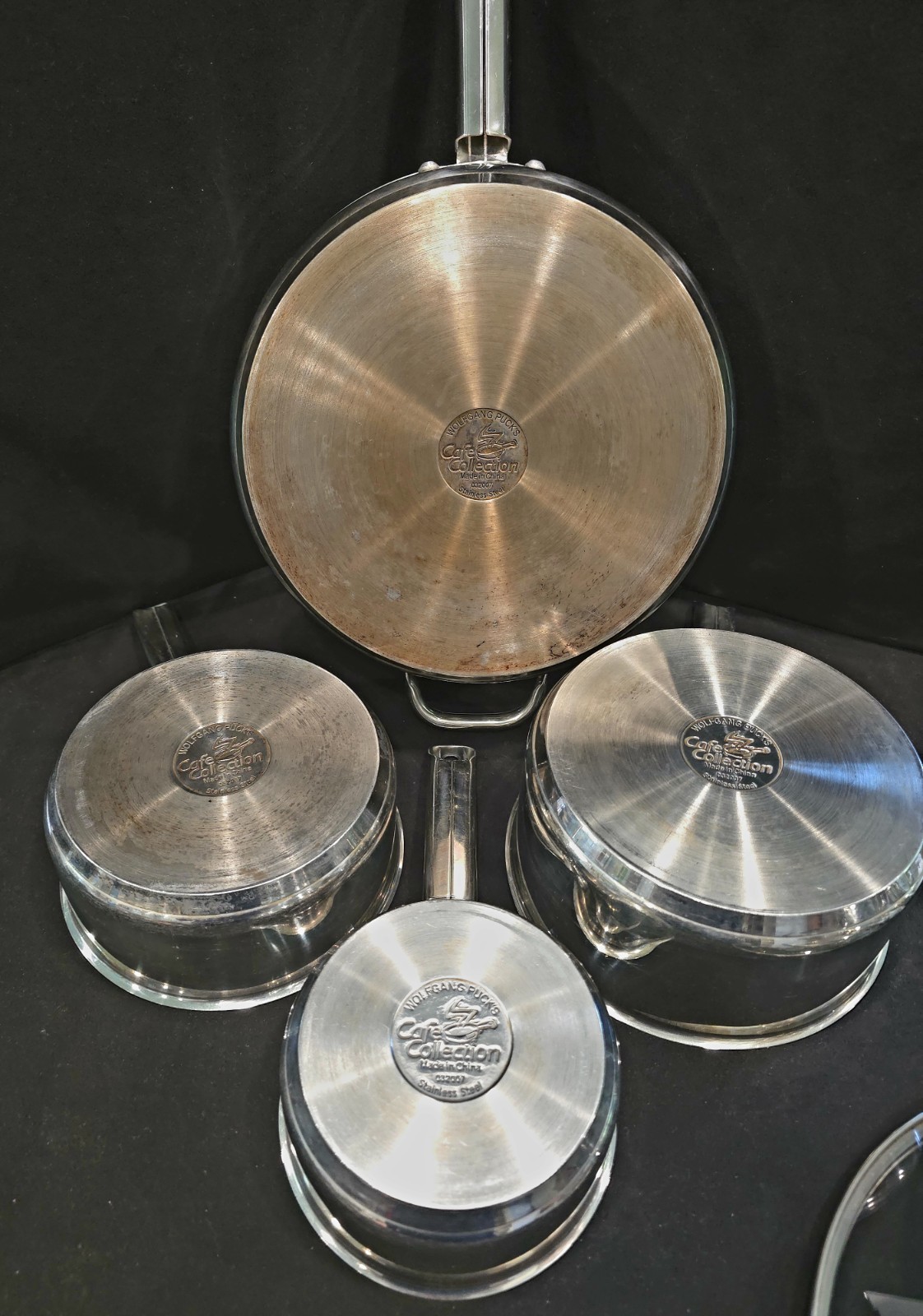 Wolfgang Puck Cafe Collection 8 piece set 18/10 Stainless Cookware Set EUC