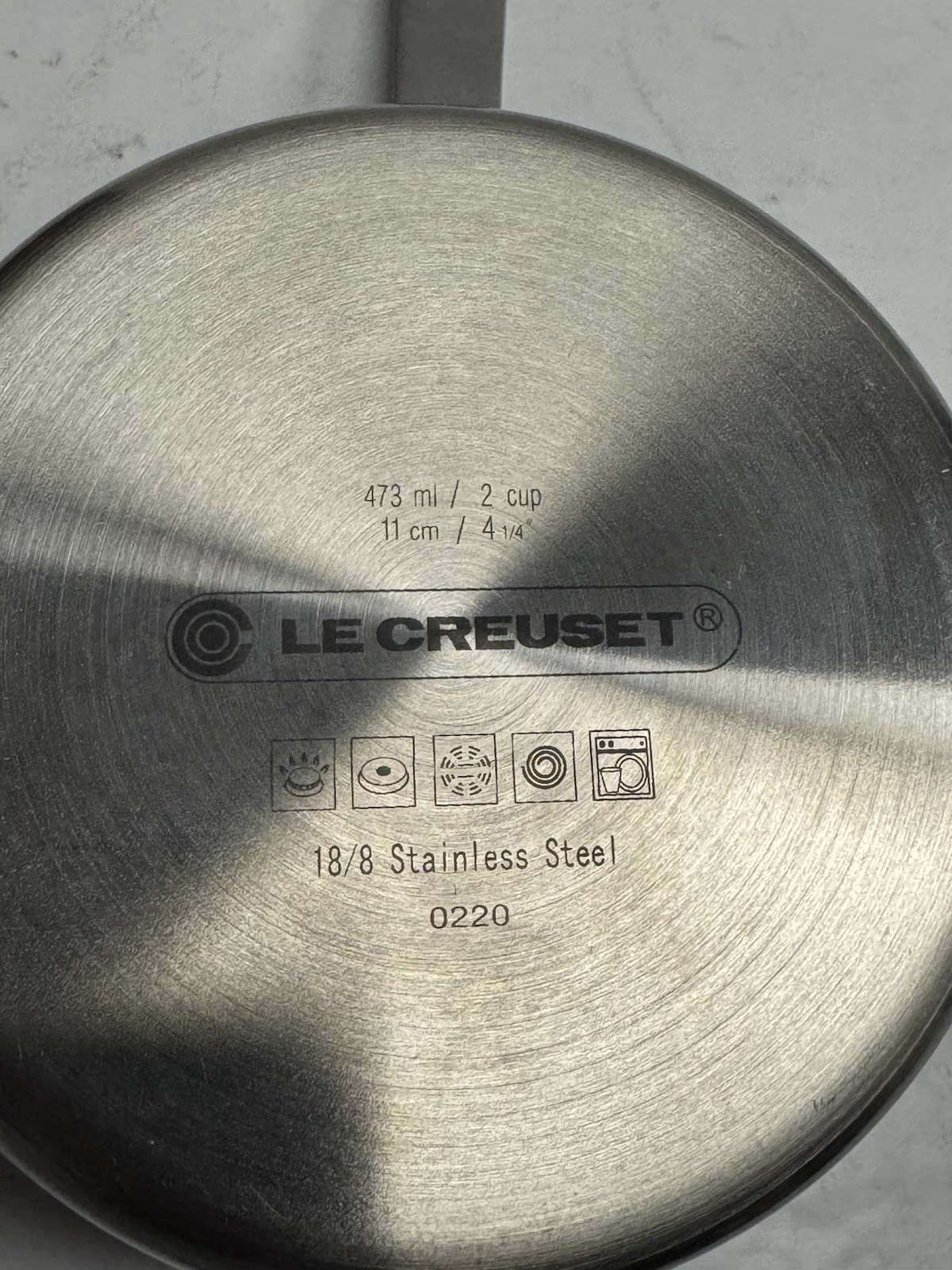 2 Cup Measuring Pan LE CREUSET 4.25” Stainless Sauce Pan Measure Lines 1.5” C
