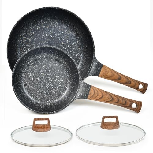 Nonstick Frying Pans Set with Lid, 10 In 11.5 In Aluminum 10 inch + 11.5 inch