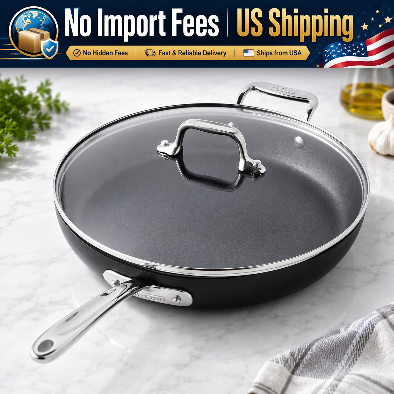 All-Clad HA1 Expert 12″ Nonstick Fry Pan w/Lid Hard Anodized Induction USA