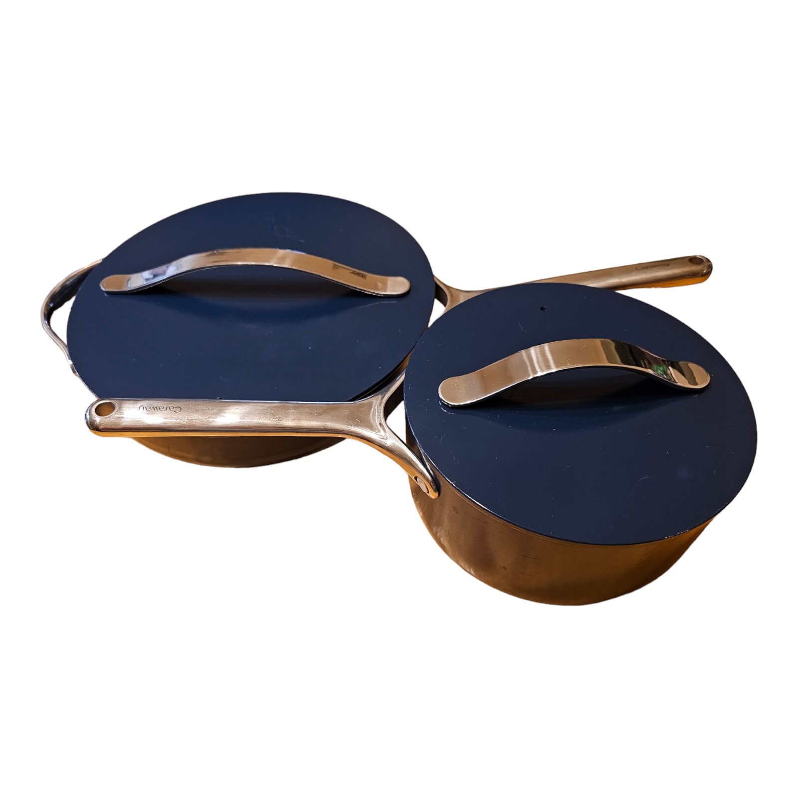 Caraway Home Navy Blue Non-Stick Ceramic 4.5 qt Saute Pan & 3qt Sauce Pan W/Lids
