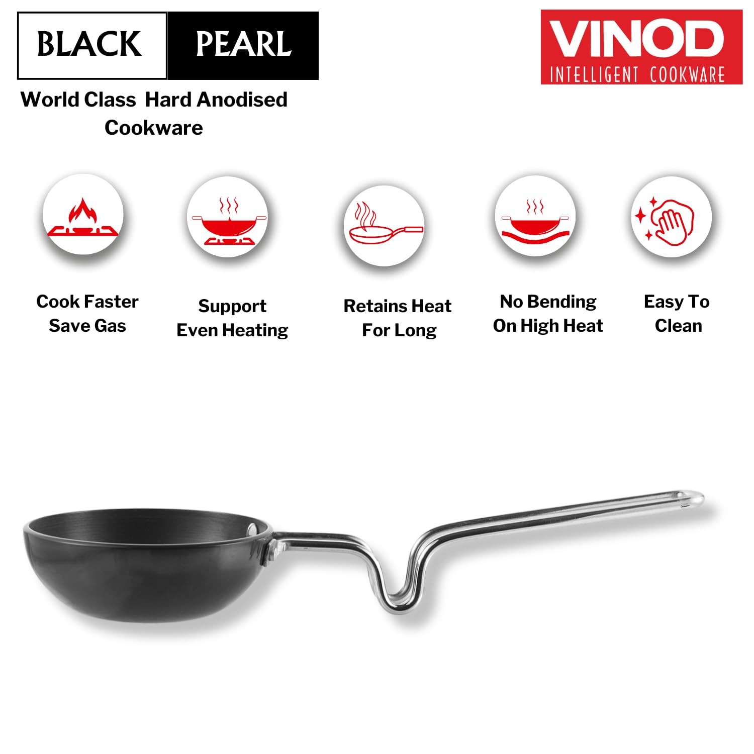 Large 3.25mm Thick Hard Anodized Tadka Pan Stainless Steel Kitchen Tools