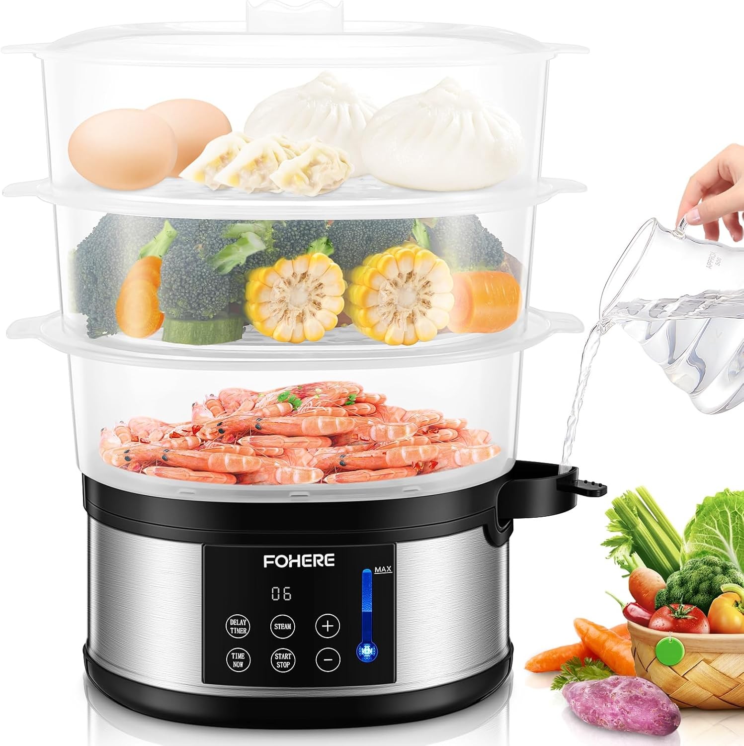 Food Steamer For Cooking, 13.7 qt Vegetable Steamer