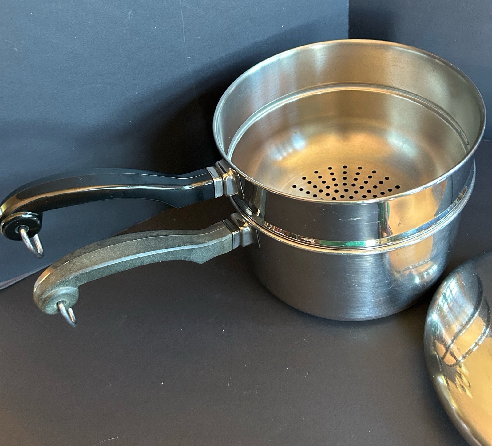 Vtg 3 Pc Farberware SS 2 Qt Saucepan & Steamer Insert W/Lid