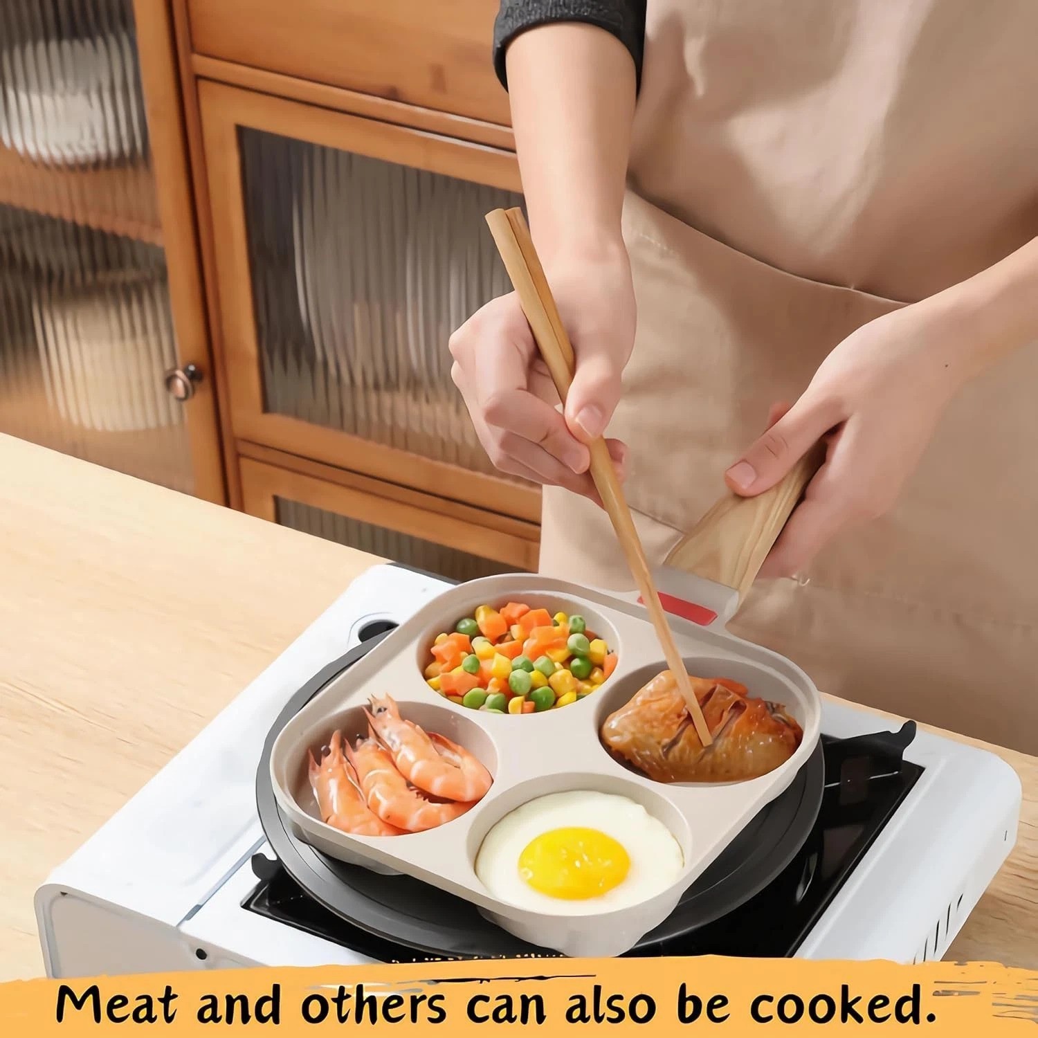 Egg Pan 4 Cup Nonstick Frying Omelette Pan with Lid for Breakfast Skillet for…