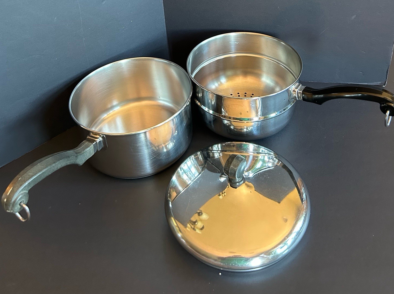 Vtg 3 Pc Farberware SS 2 Qt Saucepan & Steamer Insert W/Lid