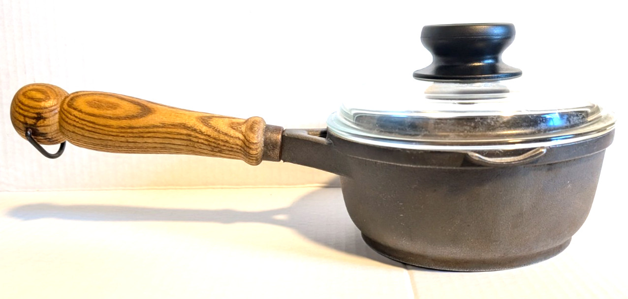Berndes Cast Aluminum Saucepan Pot Wood Handle & Glass Lid 6.5″ Dia – Germany