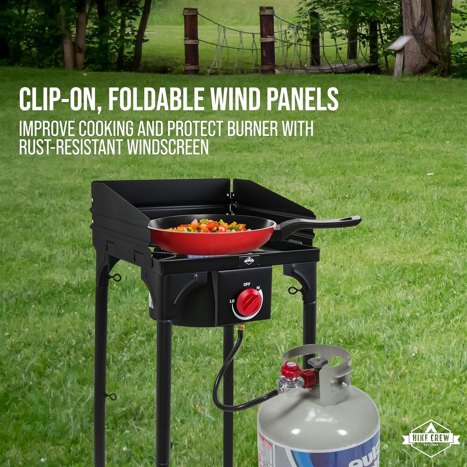 Hike Crew Cast Iron 1-Burner Gas Camping Stove, 75,000 BTU Portable Stove