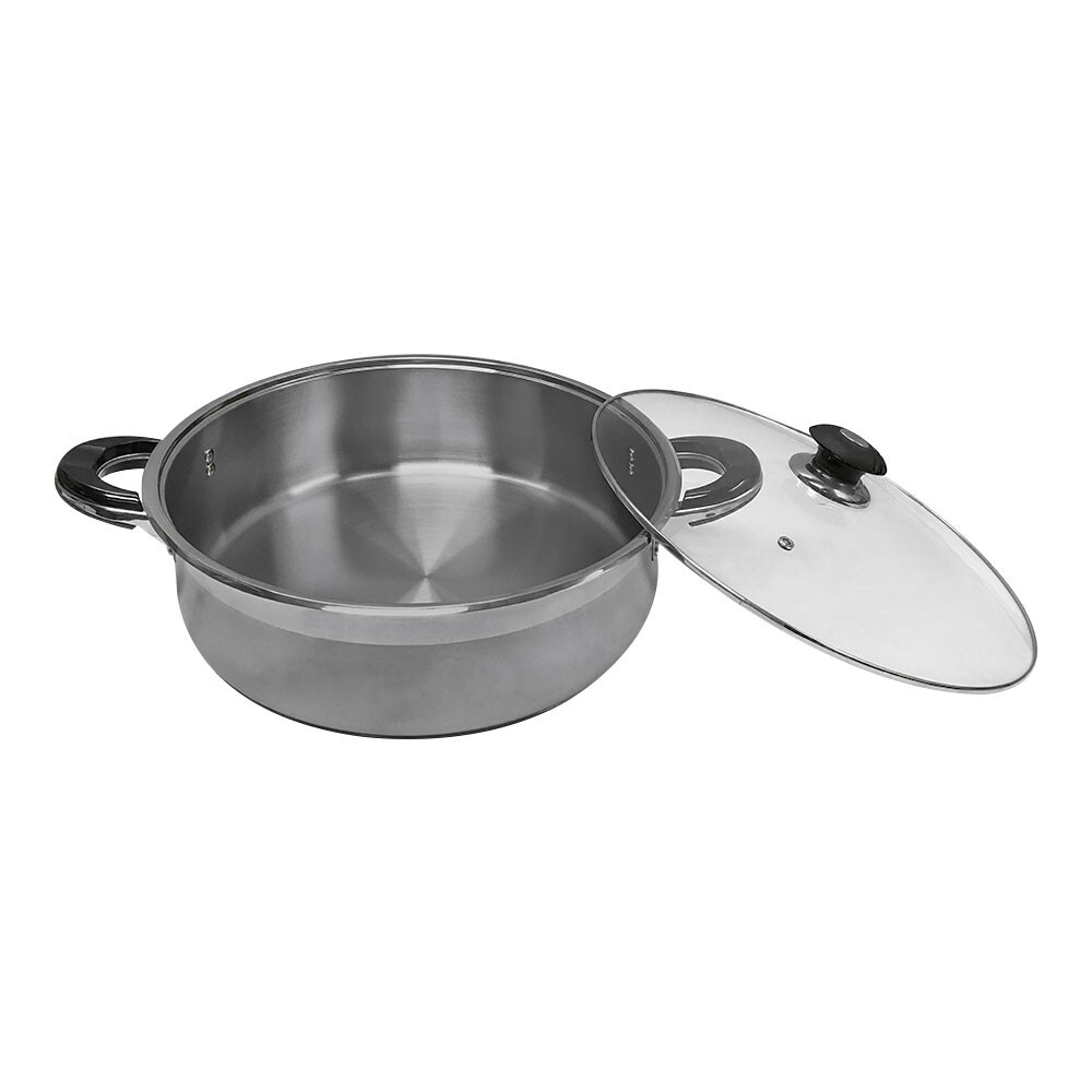 High Quality 18 Quart Stainless Steel Low Pot With Lid Capsule Base Cookware