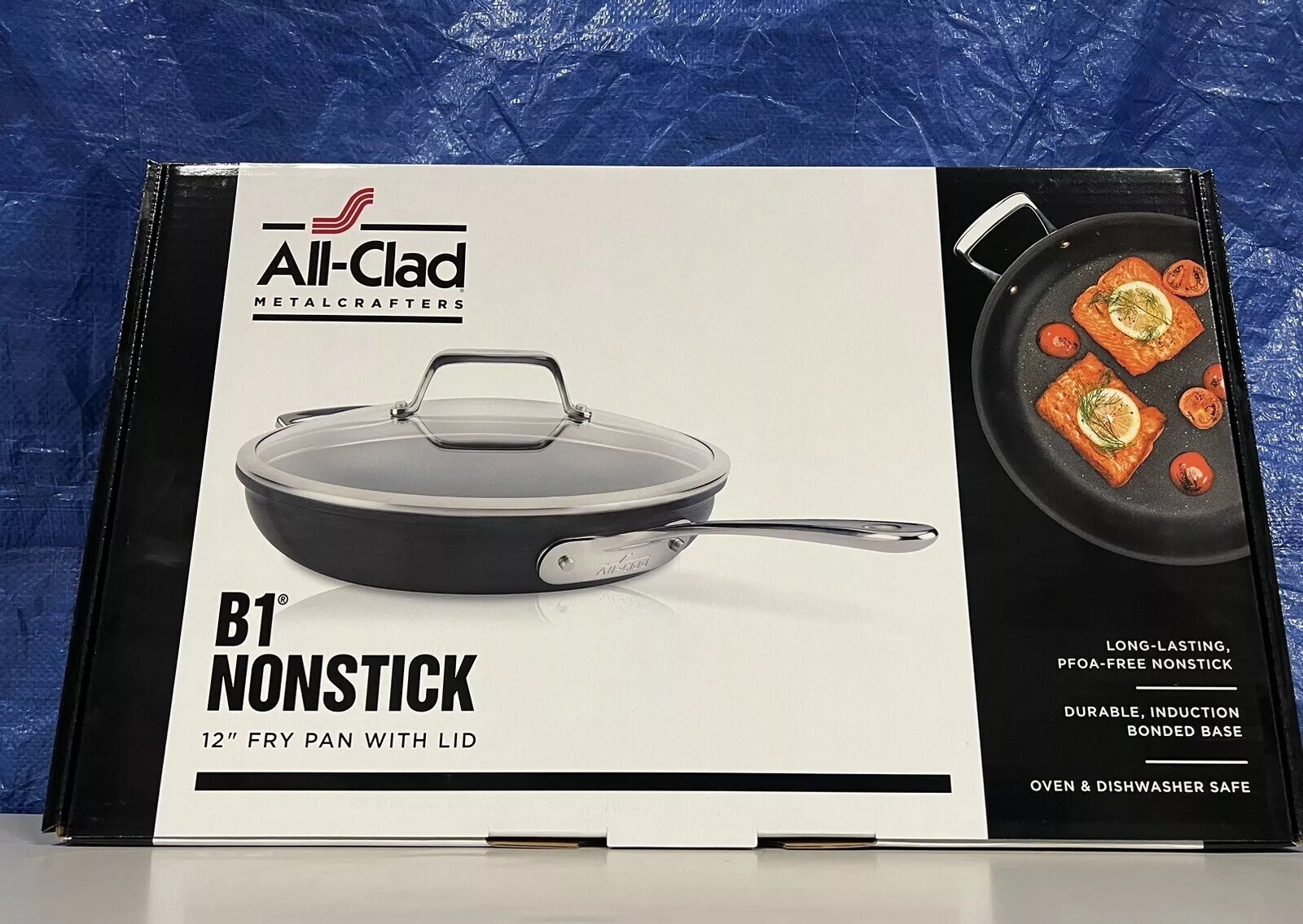 All-Clad B1 Nonstick Cookware, 12″ Fry Pan With Lid – Black Dishwasher Safe