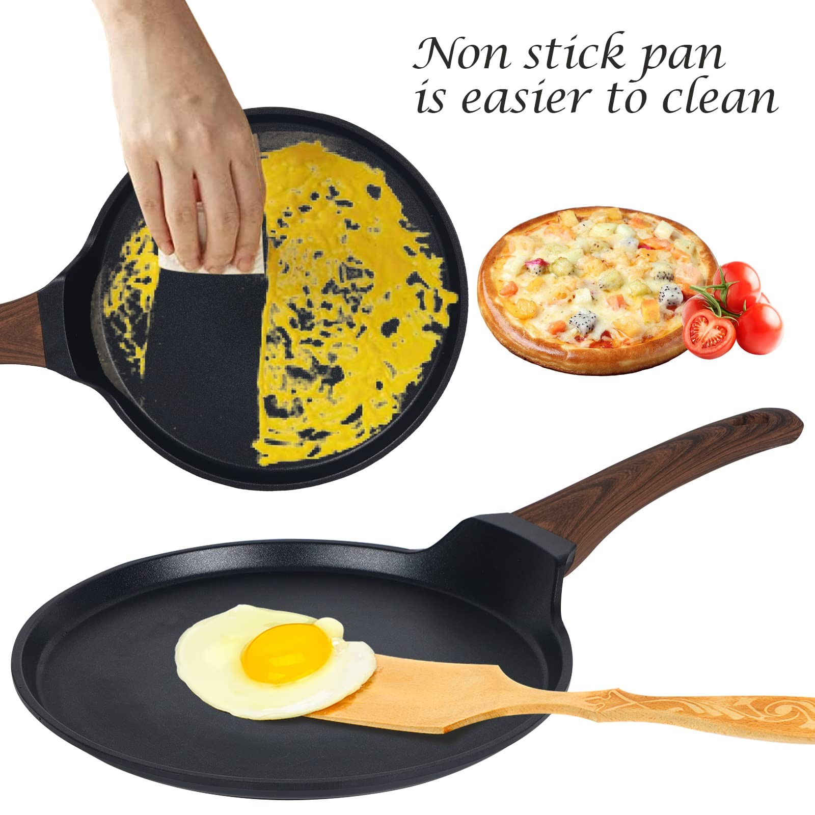 11 Inch Nonstick Crepe Pan Skillet Dosa Tawa Omelette Tortillas Griddle