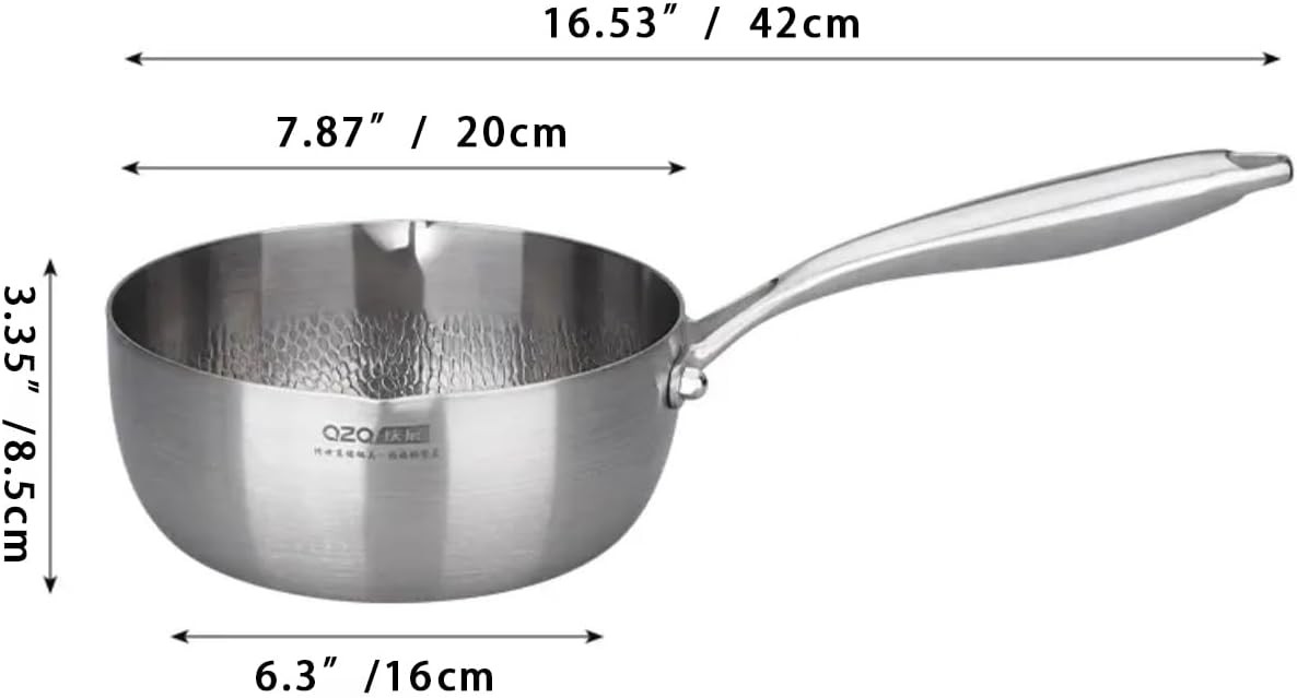 Titanium Saucepan W/ Lid Non-Stick Titanium Pot 500°F Heat Resistant Fast & Even