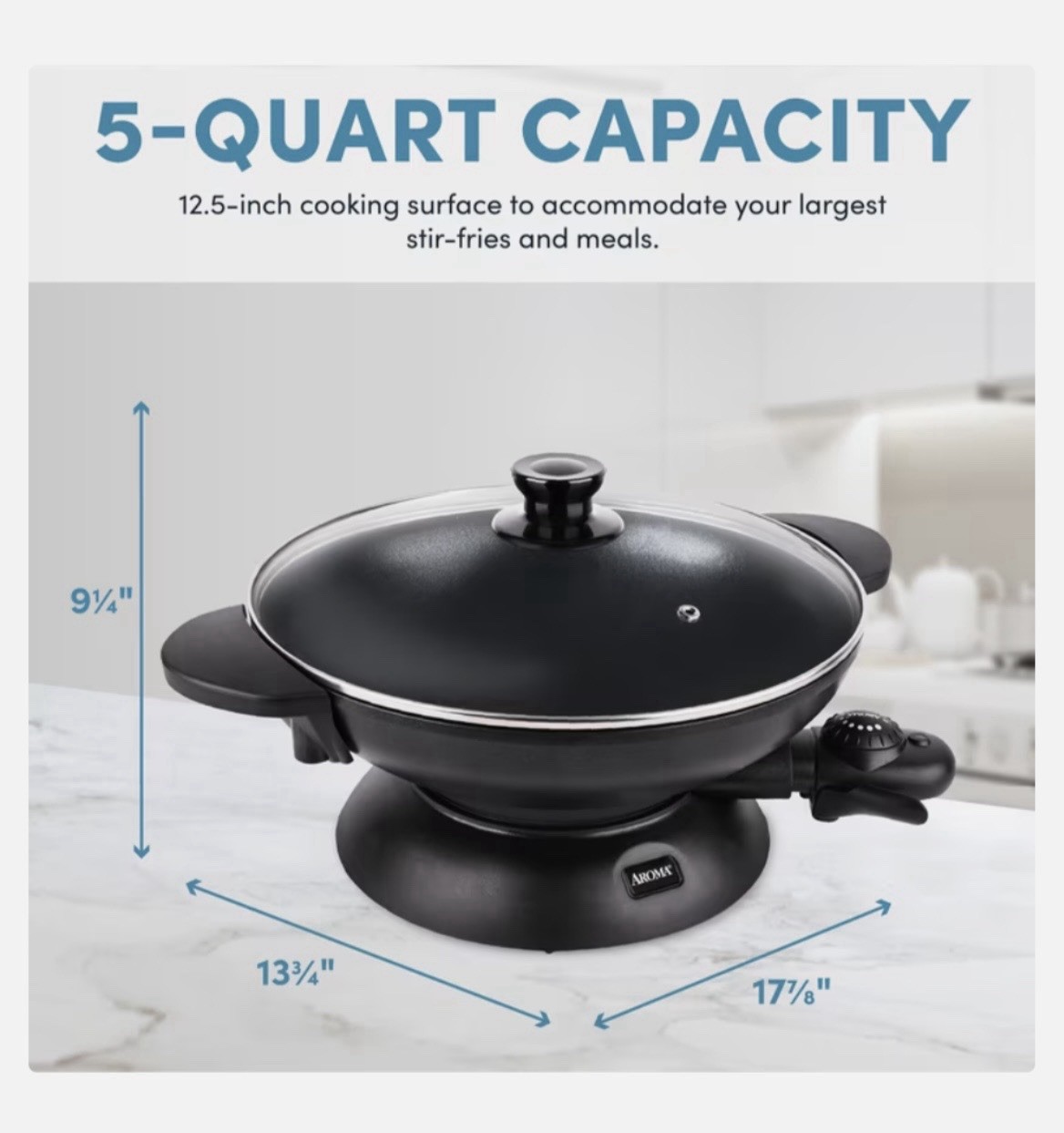 Aroma® Professional 5Qt. Electric Wok, Black, New (AEW-307)