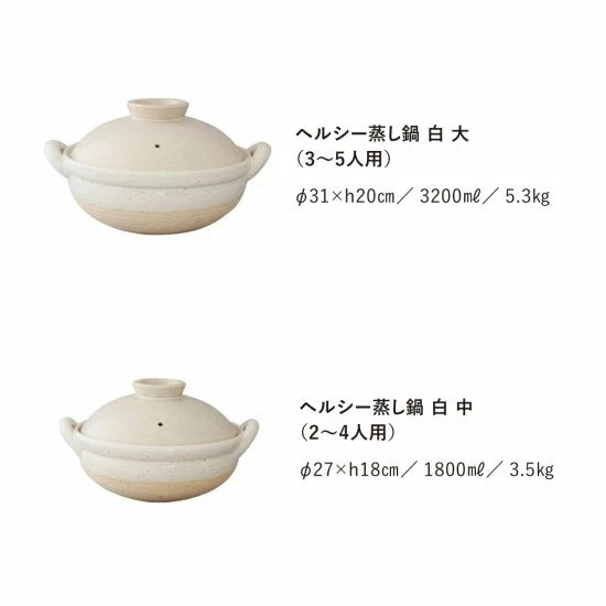 NAGATANIEN IGA Donabe Steam Pot Earthenware 2-4person White Made in Japan 27cm