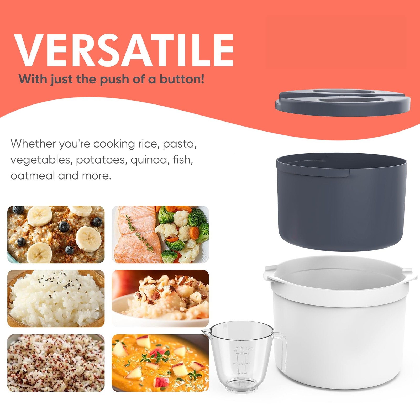 Microwave Rice Cooker Steamer and Pasta Cooker with Strainer – Mess-Free Desi…