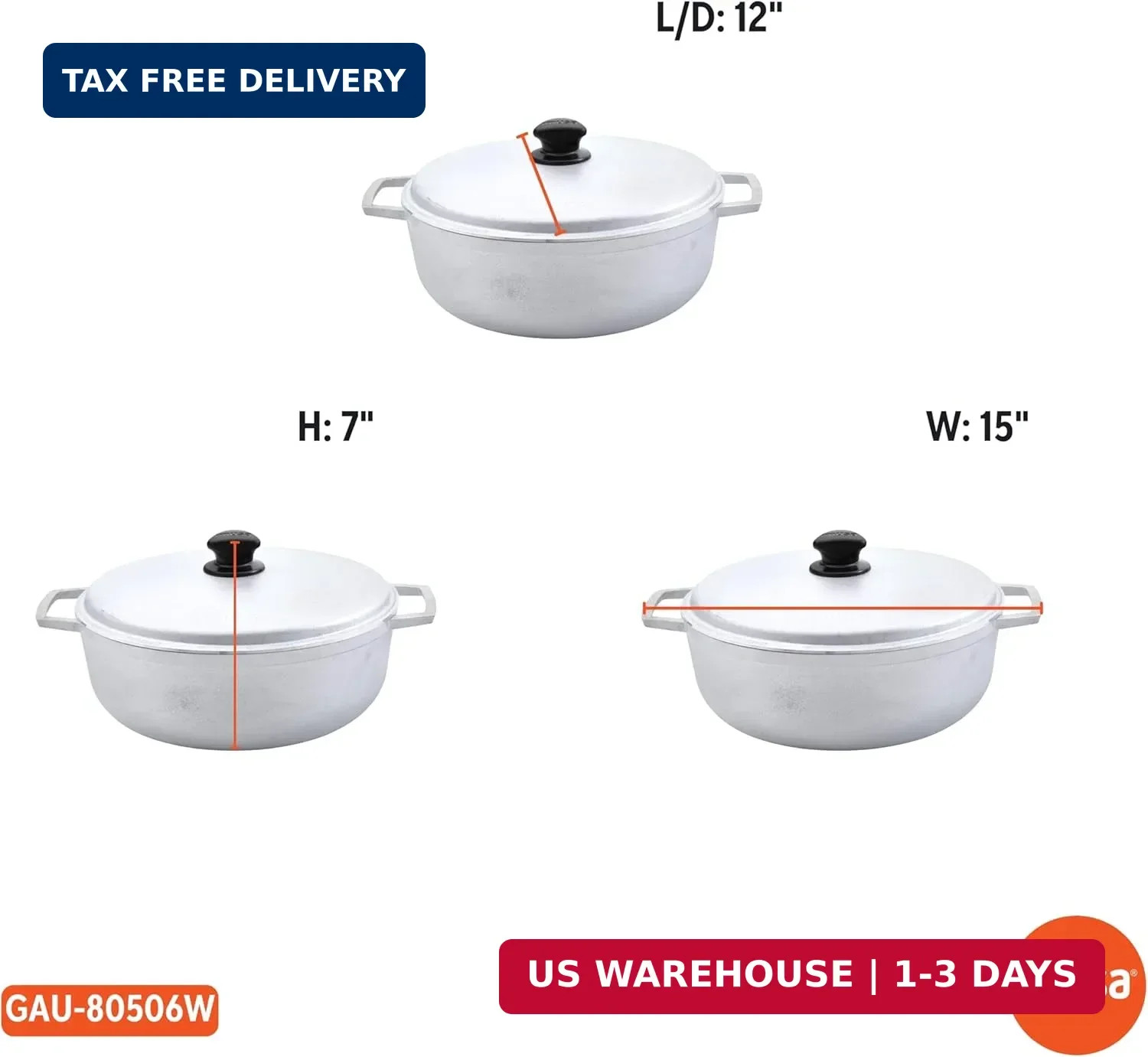 IMUSA 7.5 Quart Traditional Natural Made in Colombia Caldero with Lid for Cookin