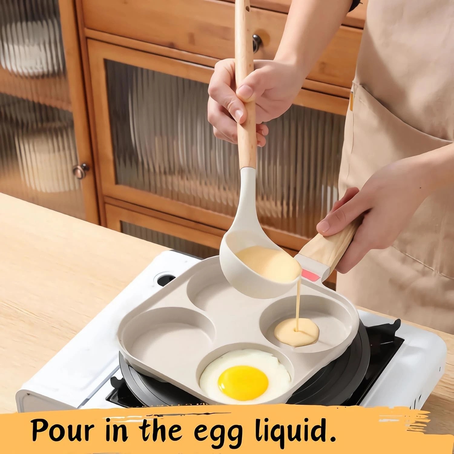 Egg Pan 4 Cup Nonstick Frying Omelette Pan with Lid for Breakfast Skillet for…
