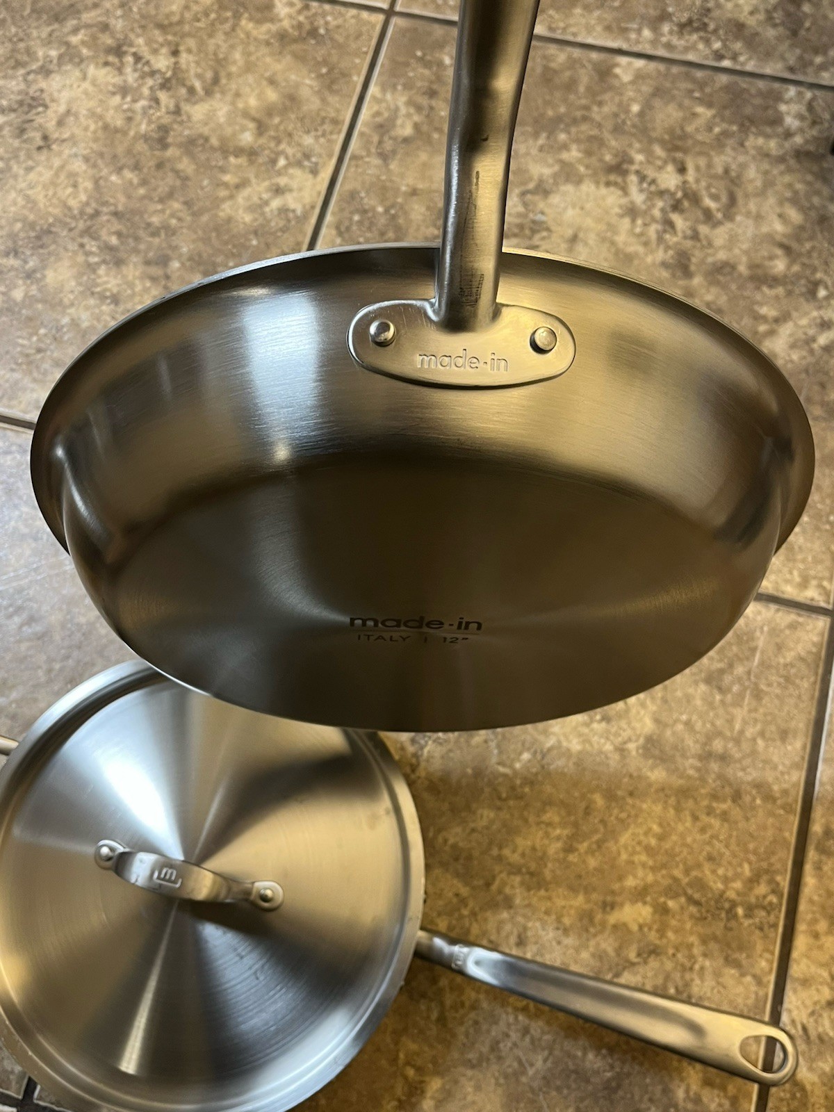 Made In Cookware Stainless 3.5 QT Saute Pan Pot & 12in Frying Pan Made-In Italy