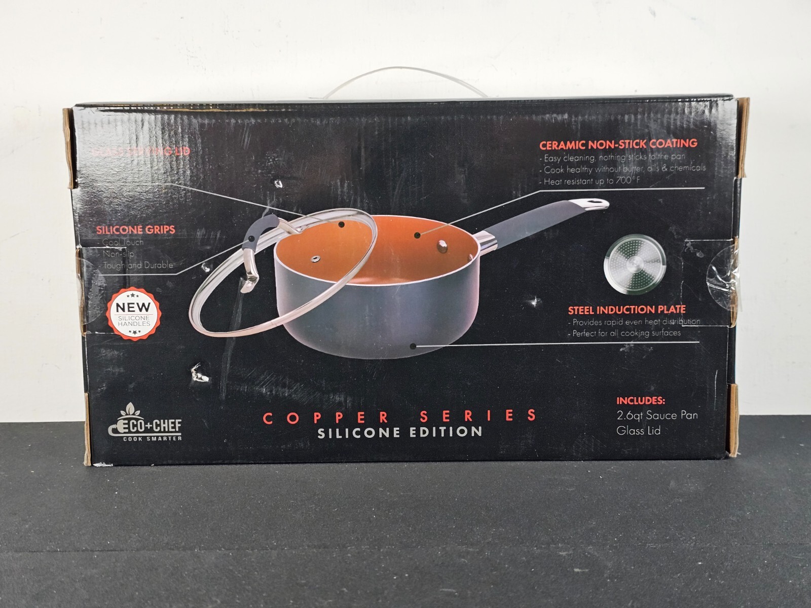 ECO + CHEF 2.6 QUART Sauce Pan COPPER SERIES Ceramic Non-Stick Coating NEW 2.6qt
