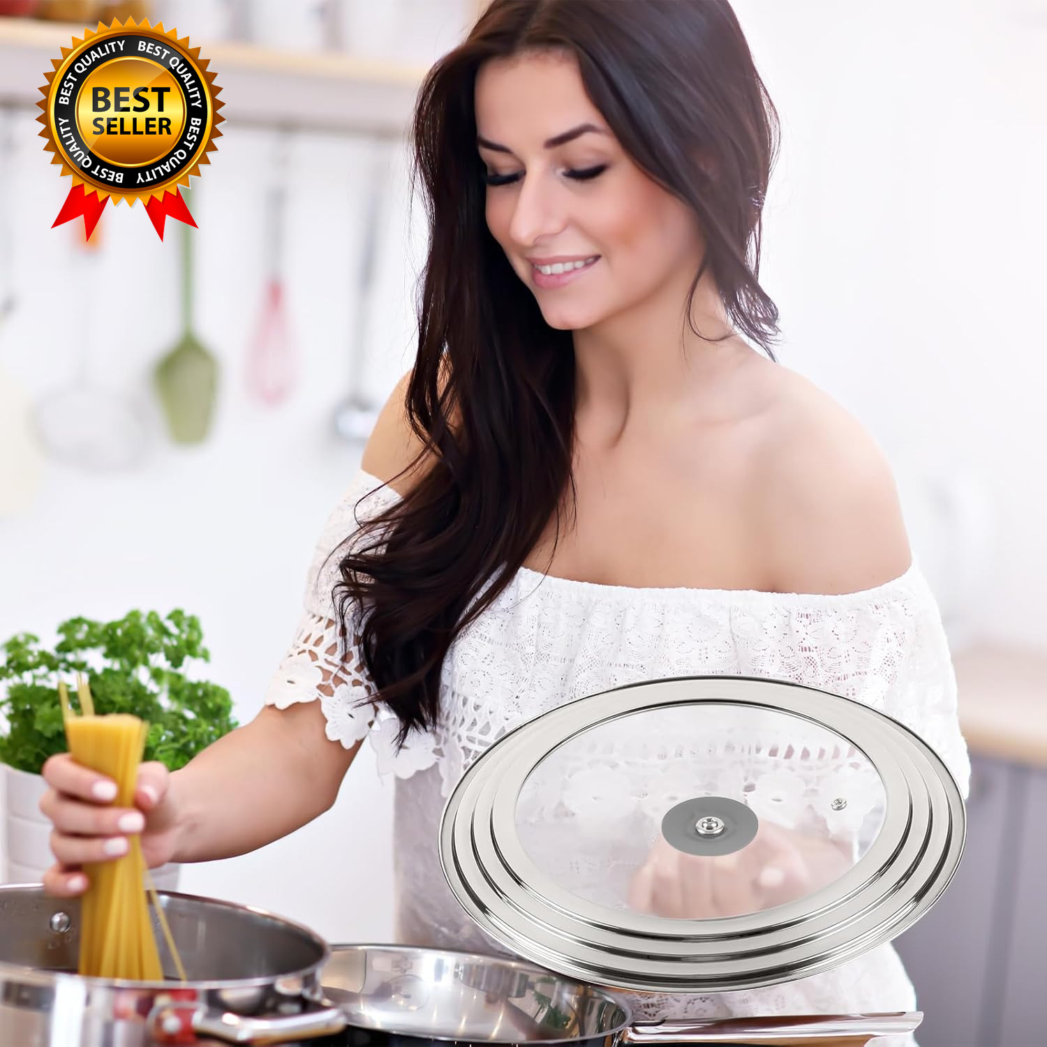 Pan Lid Fits 11 12 & 13 Inch Cookware, Universal Lid for Pots, Pans and Skillets