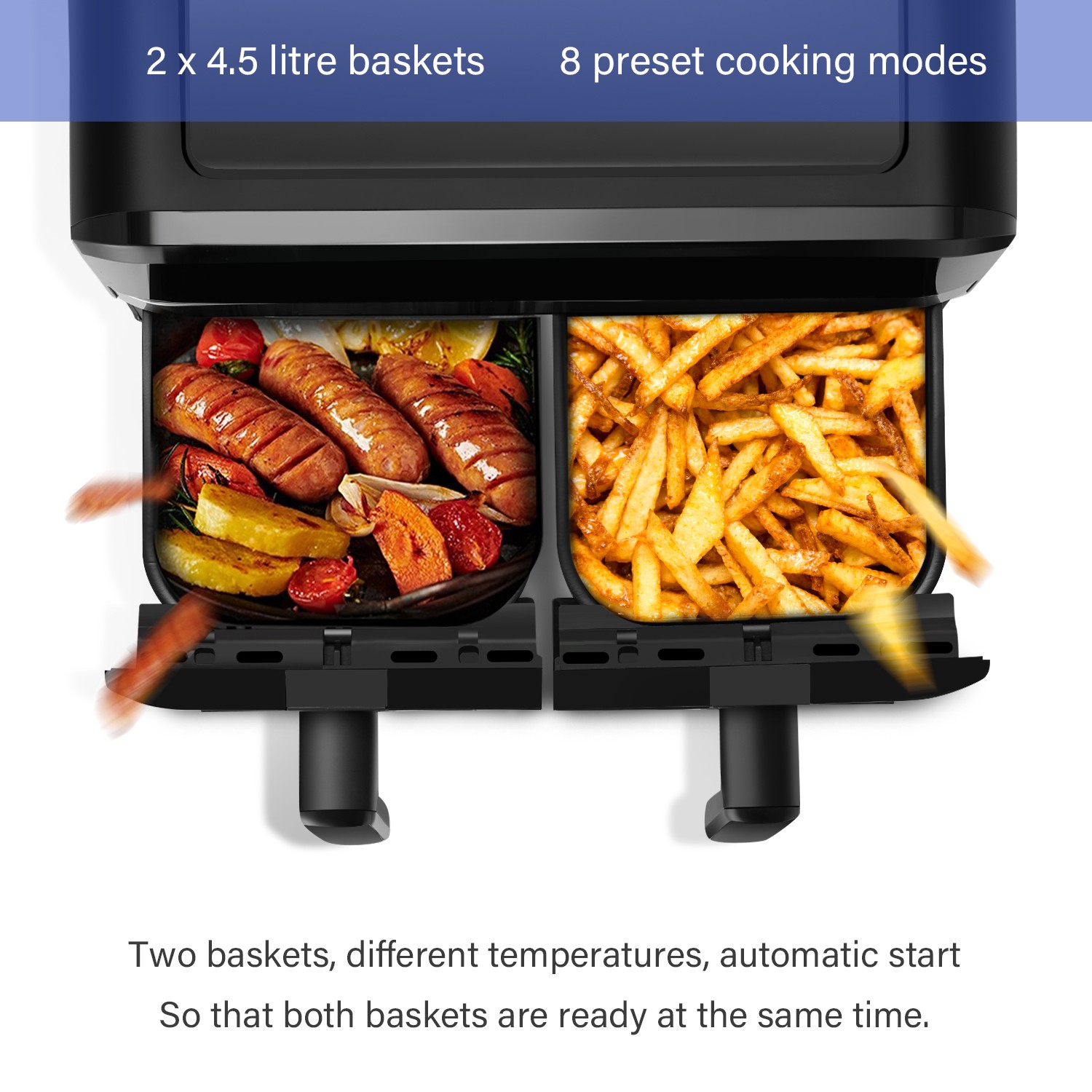 Fat 2400W Digital – Air Low Fryer Dual 80 Air Fryer Modes 9L 200°C 8 Touchscreen