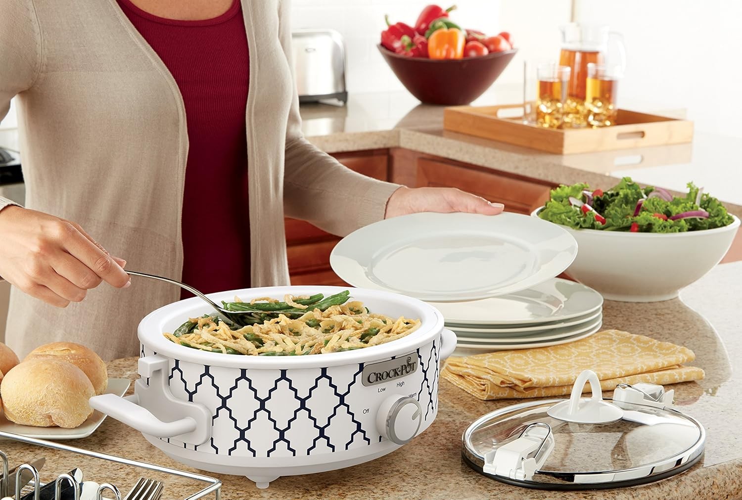 Crock-Pot 2.5Qt Casserole Slow Cooker White/Blue Compact Durable NewHot
