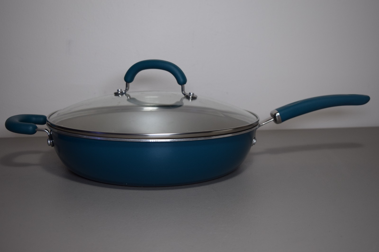 Rachael Ray 12.5 IN 32 CM Nonstick Shimmer Teal Blue Skillet Q20T w/ Glass Lid