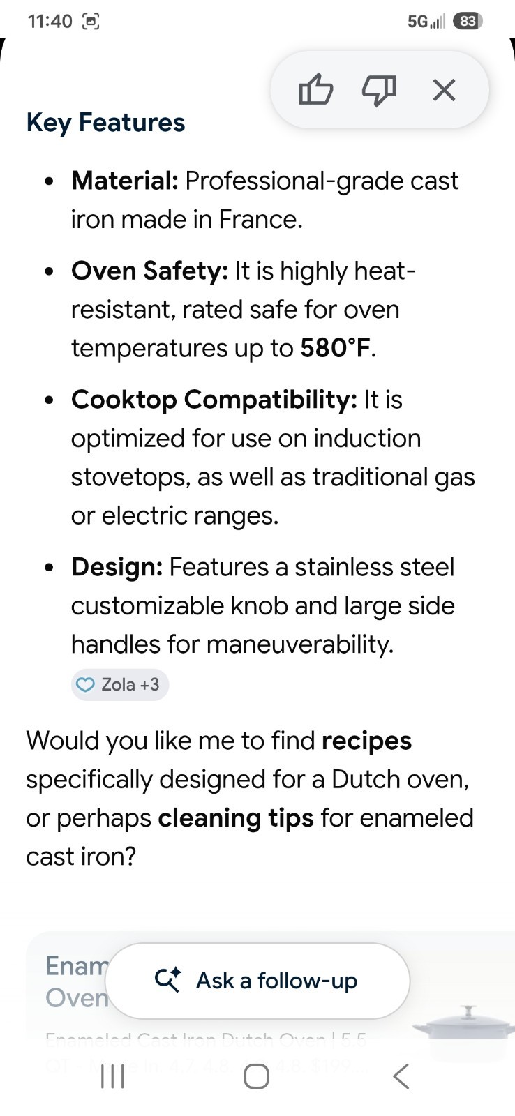 New Made In 5.5 Qt Enameled Harbour Blue Cast Iron Dutch Oven