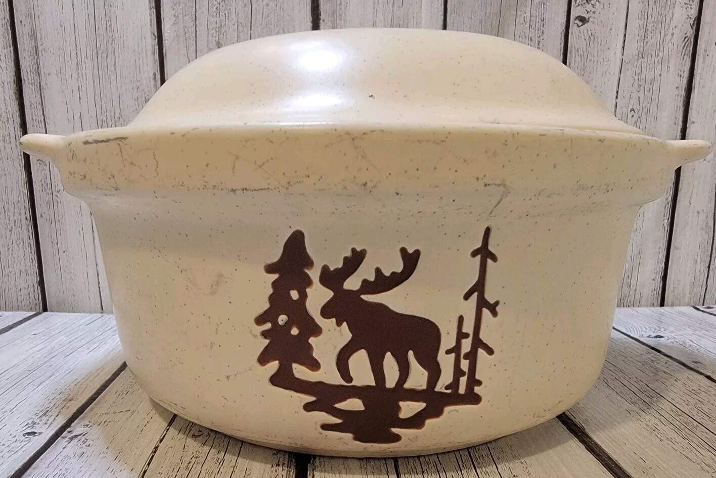 Honour Rustic Woodlands Moose Stoneware 2 Quart Casserole Dish Nature