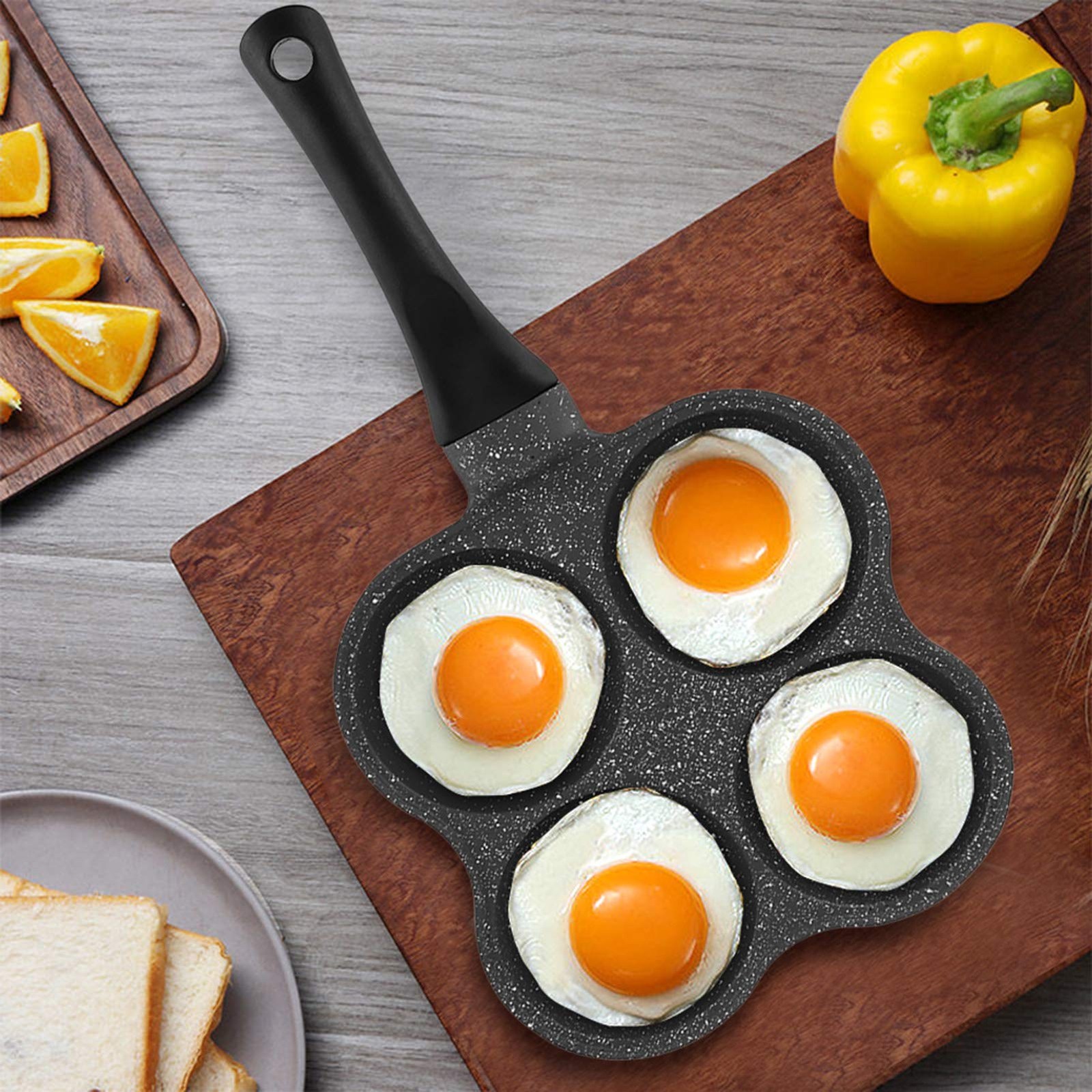 4-Cup Nonstick Egg Frying Pan, Aluminum Omelette Cooker with Even Heat Distri…