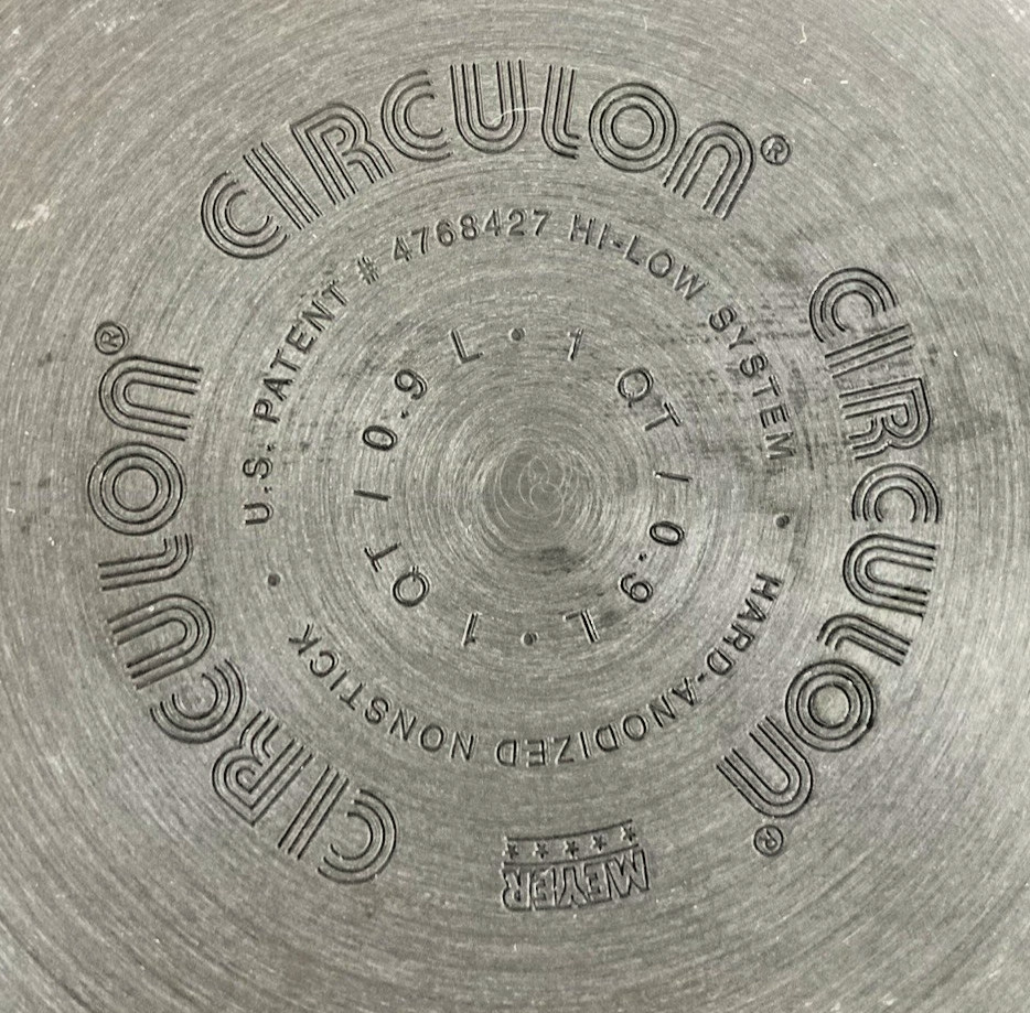 Meyer Circulon 1 QT/0.9L Hi-Low System Anodized Saucepan w/ Chrome Lid EUC