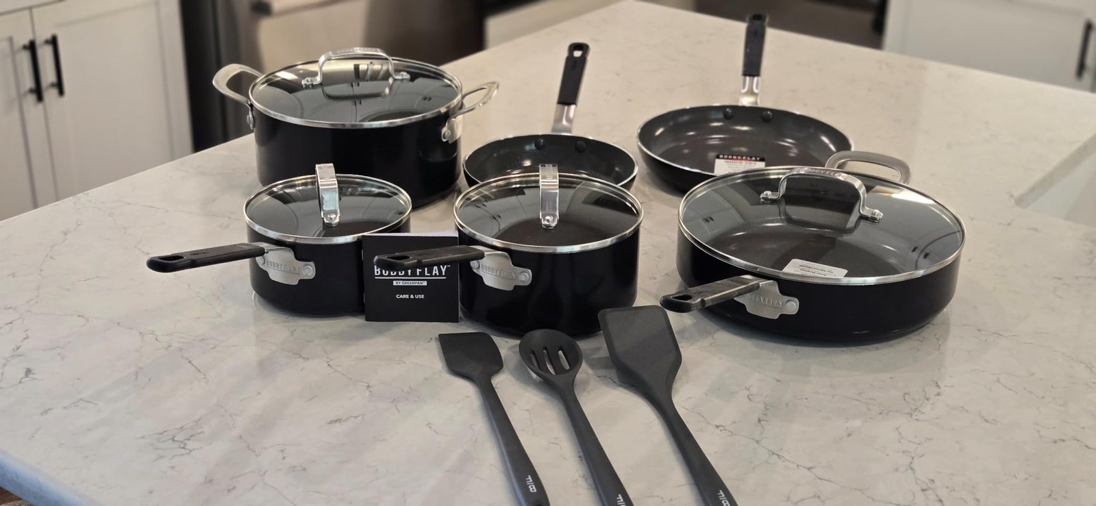 GreenPan Bobby Flay 13pc Nonstick Cookware, PFAS-Free, Induction, Black
