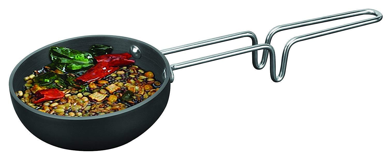 Hard Anodized Aluminium Mini Fry Pan Dal Tadka Skillet Black Cooking Pan