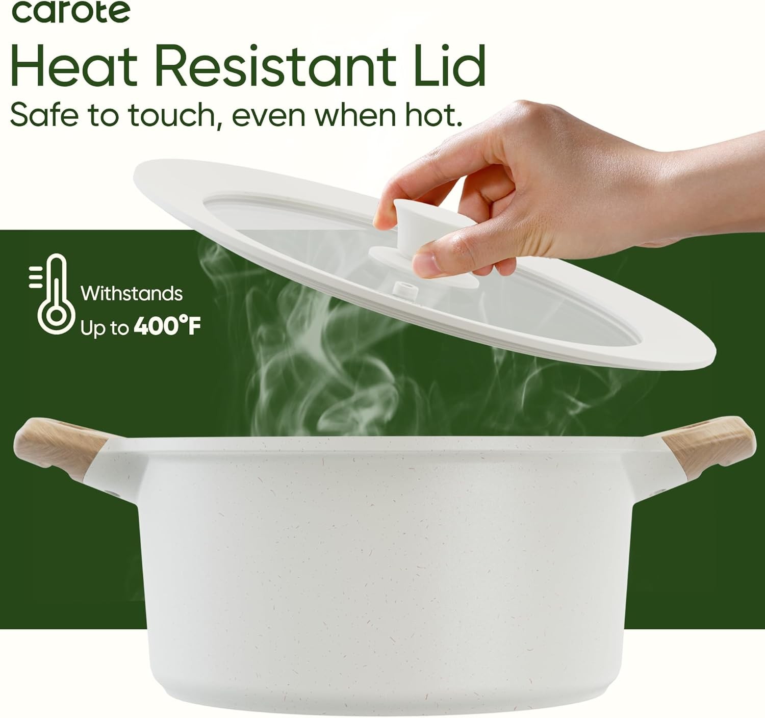 CAROTE 2 PCS Universal Silicone Lid for Pots, Pans and Skillets, Pot Lid fit 6″,