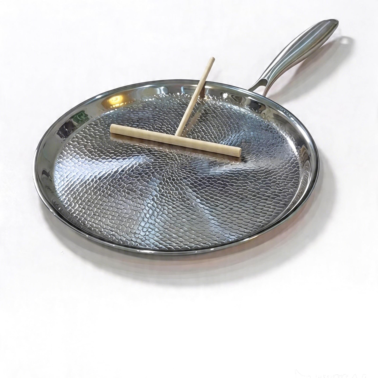 Titanium Crepe Pan with Stay-Cool Handle, Hammered Pancake Flat Skillet for 1…