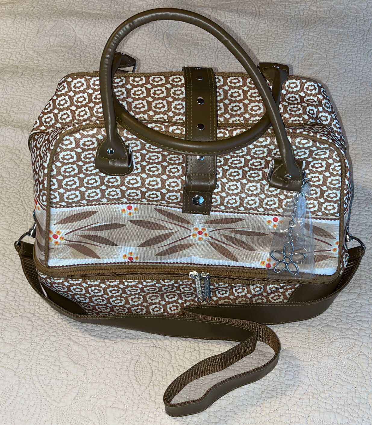 Temptations Bowler Old World Brown Double Tote Casserole Insulated Bag Used Once