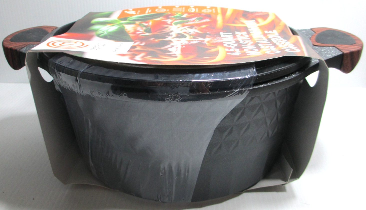 MasterChef The TV Series 4.5 Qt Aluminum Casserole Pot Pan Cookware w Lid Black